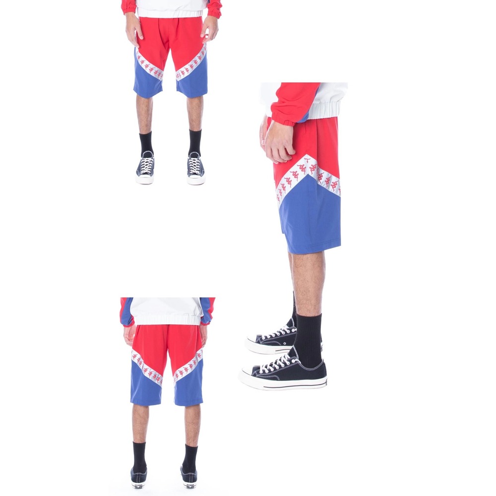 Kappa Mens Red Blue Reflective Logo Tape Active Shorts XL RN 174934